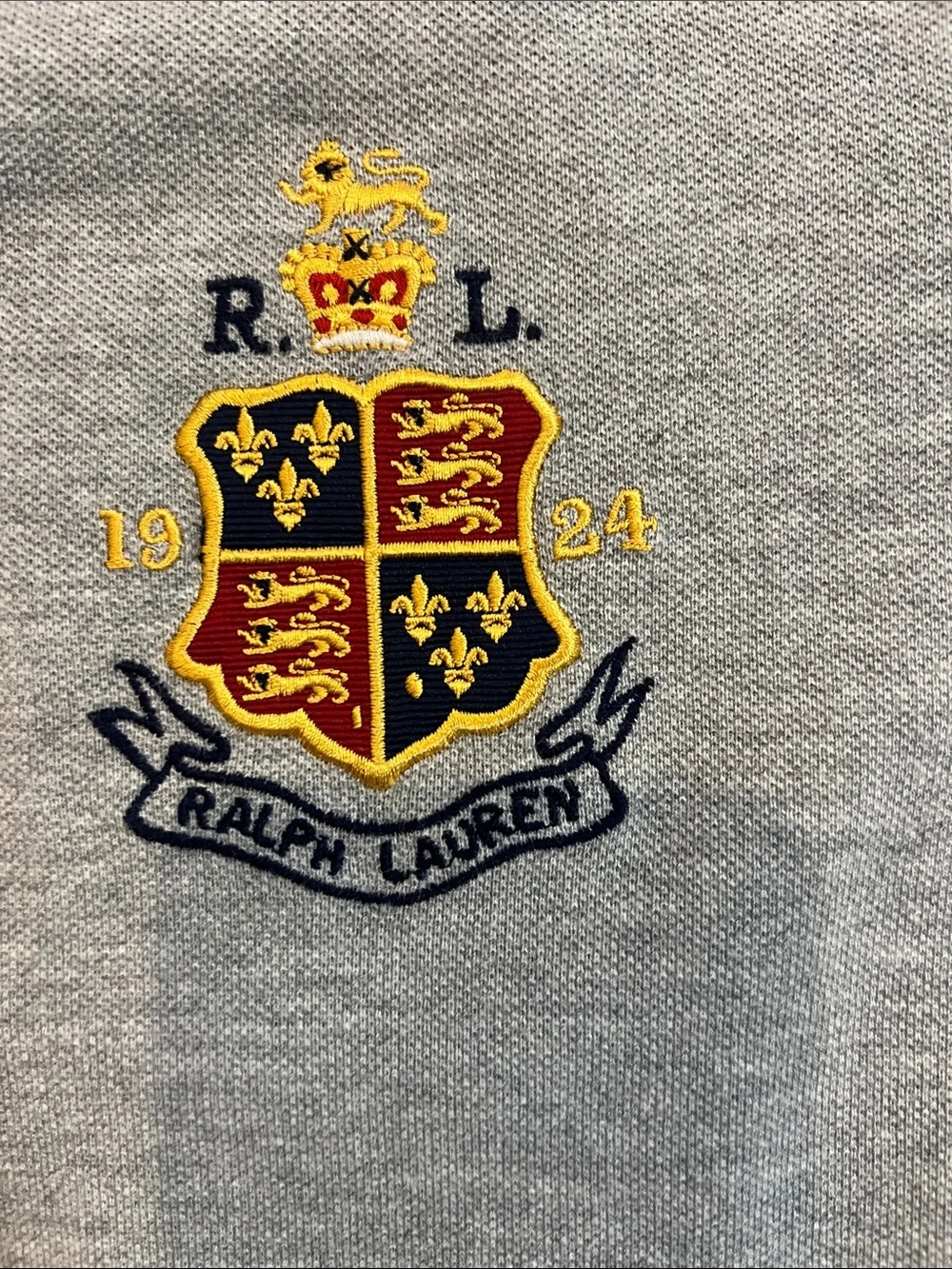 Polo by Ralph Lauren Light Gray Crest & Pony Embroidered Polo XXL Custom Fit